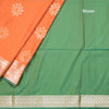Semi Soft Silk Soild Orange With Sage Green Zari Worked Saree