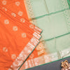 Semi Soft Silk Soild Orange With Sage Green Zari Worked Saree