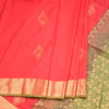 Semi Soft Silk Olive Green With Rouge Pink Zari Worked Saree