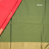 Semi Soft Silk Olive Green With Rouge Pink Zari Worked Saree