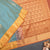 Semi Soft Silk Dusty Blue and Straw Gold With Rust Brown Zari Worked Saree