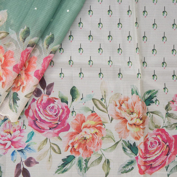 Kota Tissue Green Printed Saree