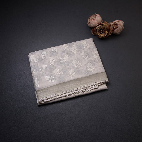 Kota Cream Printed With Thread Embroidered Saree 04