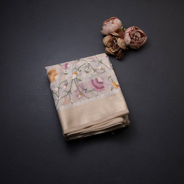 Kota Cream With Thread Embroidered Saree