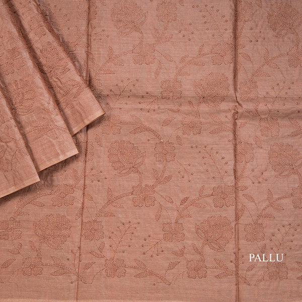 Semi Tussar Brown Sugar Thread Work Saree