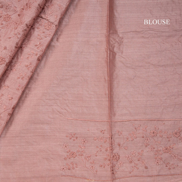 Semi Tussar Light Brown Thread Work Saree
