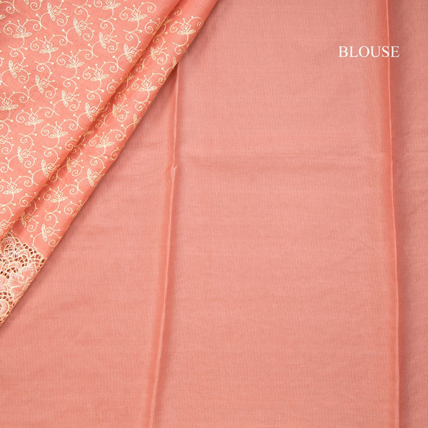 Semi Tussar Peach Thread Work Saree