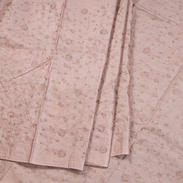 Semi Tussar Tan Brown Thread Work Saree