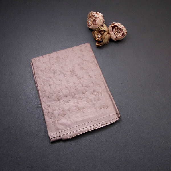 Semi Tussar Tan Brown Thread Work Saree