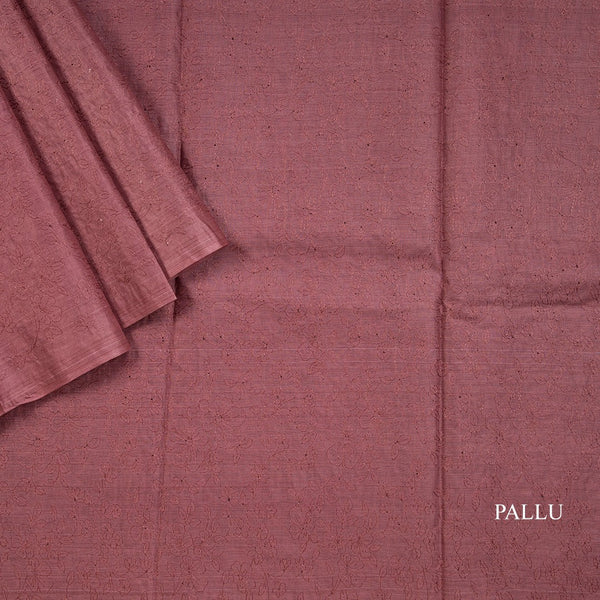 Semi Tussar Cinnamon Brown Thread Work Saree