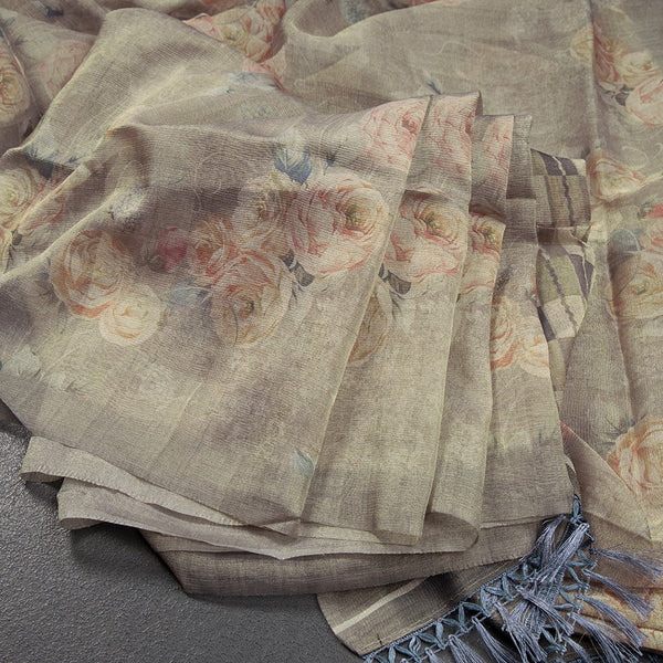 Organza Green Printed Saree 02