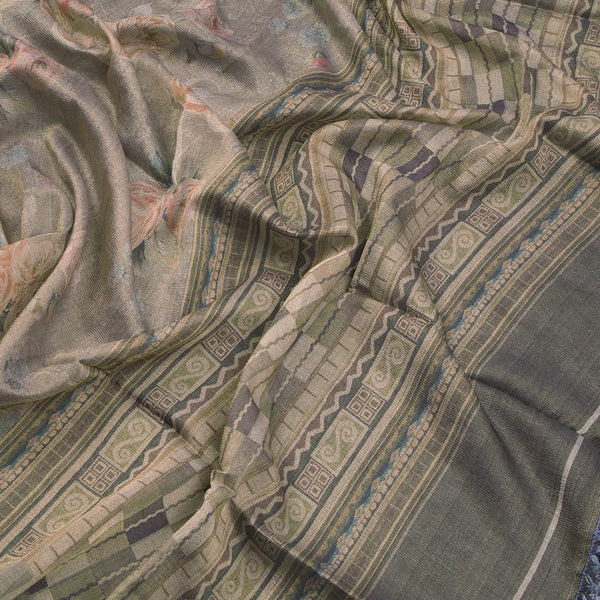 Organza Green Printed Saree 02