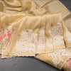 Organza Harvest Yellow Thread Embroidered With Mirror Work Saree