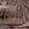 Organza Dark Brown Thread Embroidered With Stone Work Saree