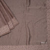 Organza Dark Brown Thread Embroidered With Stone Work Saree