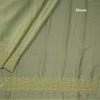Chilli Green Organza Thread Embroidered With Stone Work Saree