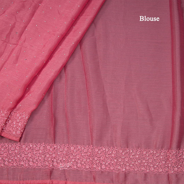 Magenta Pink Organza Thread Embroidered Saree