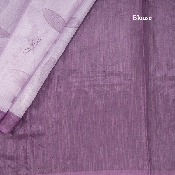 Lavender Semi Raw Silk Printed Sequence Work Embroidered Saree
