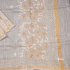 Cream Semi Linen Thread Embroidered Saree 04