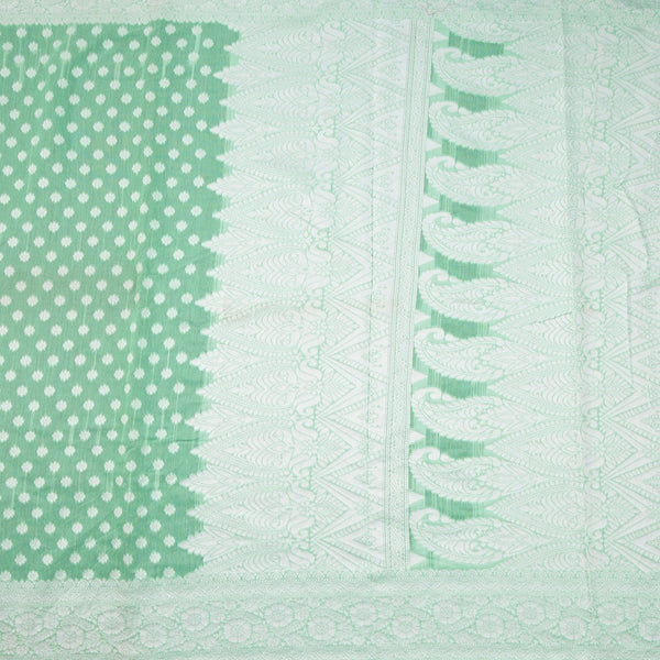 Green Kota Cotton Thread Embroidered Saree