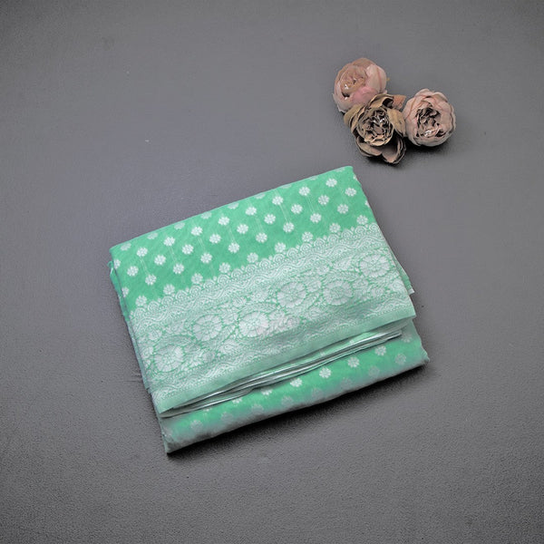 Green Kota Cotton Thread Embroidered Saree