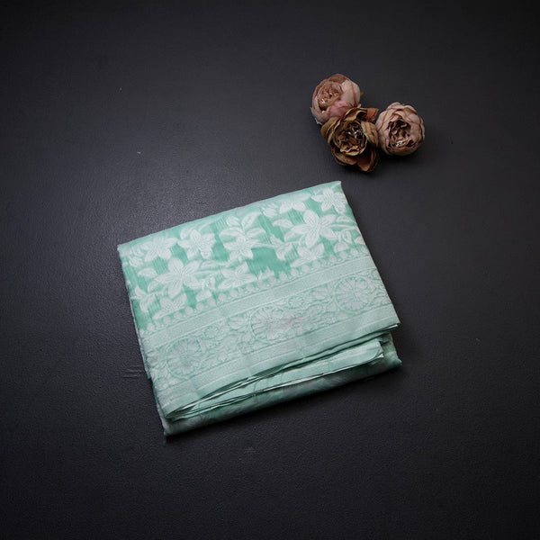 Green Kota Cotton Thread Embroidered Saree 02