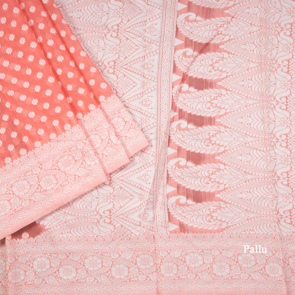 Pink Kota Cotton Thread Embroidered Saree