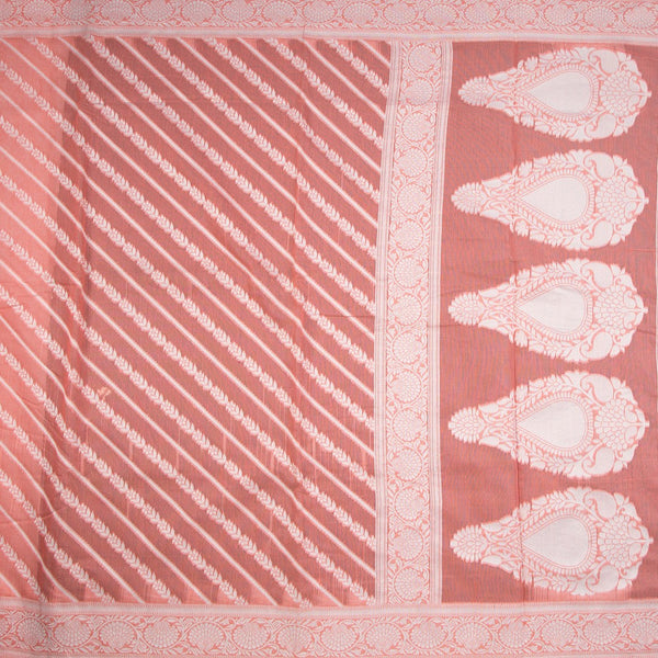 Peach Kota Cotton Thread Embroidered Saree 02