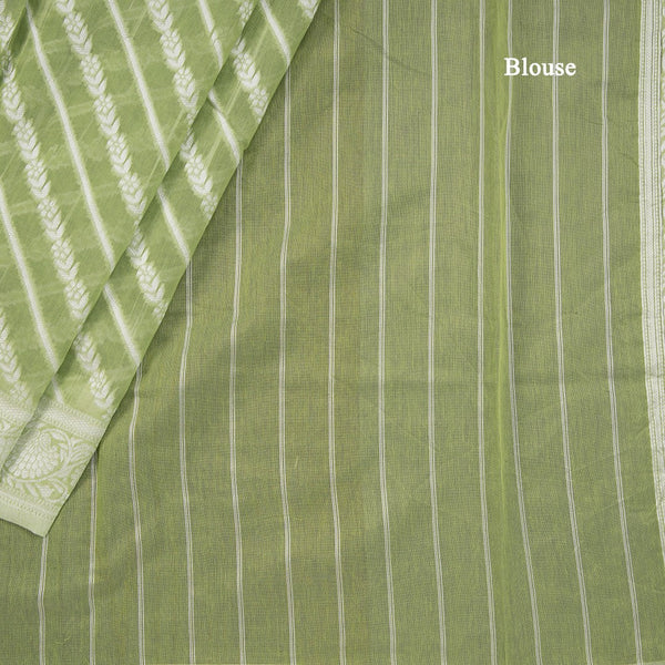 Green Kota Cotton Thread Embroidered Saree 03