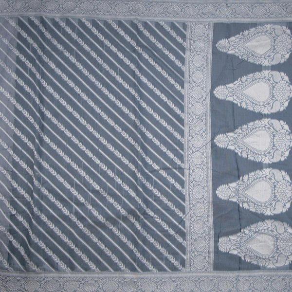 Grey Kota Cotton Thread Embroidered Saree