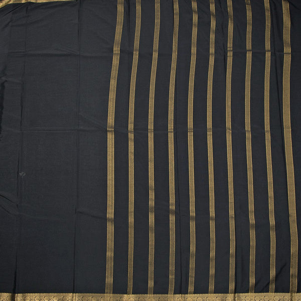 Semi Mysore Silk Black Plain Saree
