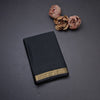 Semi Mysore Silk Black Plain Saree