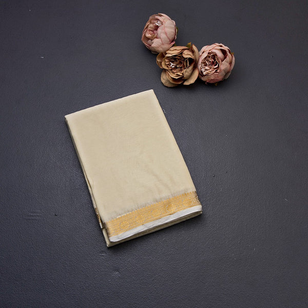 Semi Mysore Silk Cream Plain Saree 03