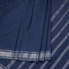 Semi Mysore Silk Dark Denim Blue Plain Saree