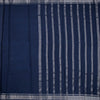 Semi Mysore Silk Dark Denim Blue Plain Saree
