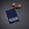 Semi Mysore Silk Dark Denim Blue Plain Saree