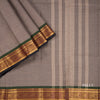 Chettinad Cotton Grey Plain Saree Traditional Zari Border Without Blouse