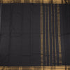 Chettinad Cotton Black Plain Saree Zari Border Without Blouse