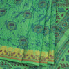 Sungudi Cotton Parrot Green Printed Saree Without Blouse 02