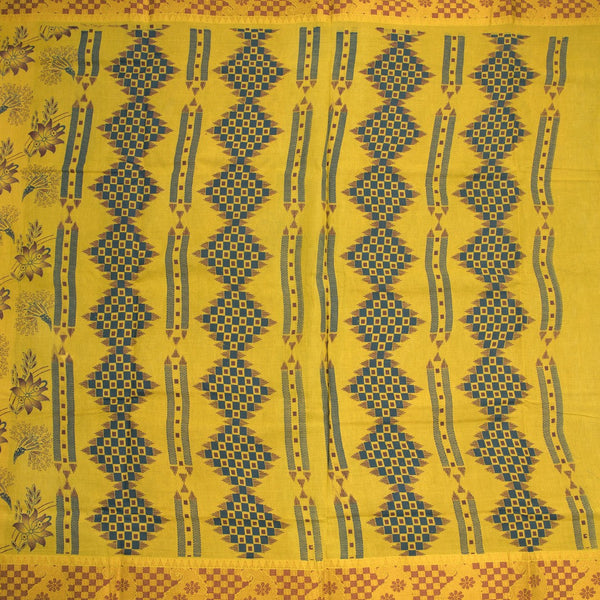 Sungudi Cotton Light Chartreuse Green Printed Saree Without Blouse