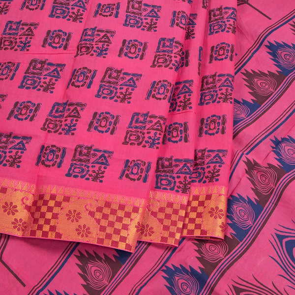 Sungudi Cotton Pink Printed Saree Without Blouse 06, Handmade Sungudi Cotton Sarees freshly arrived from Madurai! It has always been an evergreen cool fabric to beat the heat.