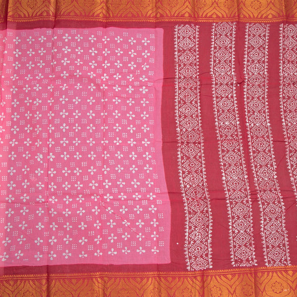Sungudi Cotton Light Pink Printed Saree Without Blouse 05