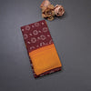 Sungudi Cotton Maroon Printed Saree Without Blouse 08