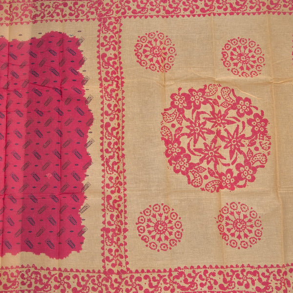 Sungudi Cotton Pink Printed Saree 06