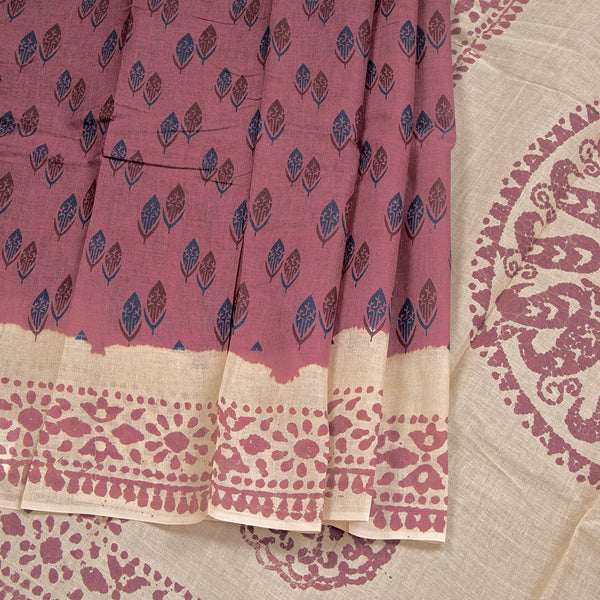Sungudi Cotton Rouge Pink Printed Saree