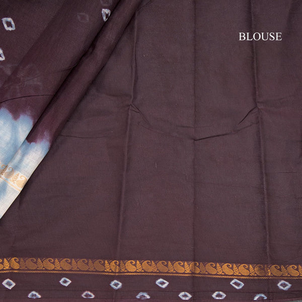 Sungudi Cotton Dark Purple Printed Saree 02