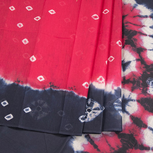 Sungudi Cotton Pink Printed Saree 07