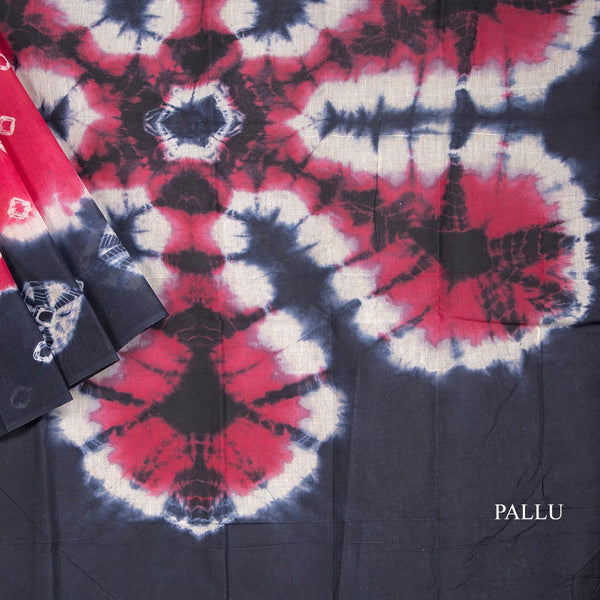 Sungudi Cotton Pink Printed Saree 07