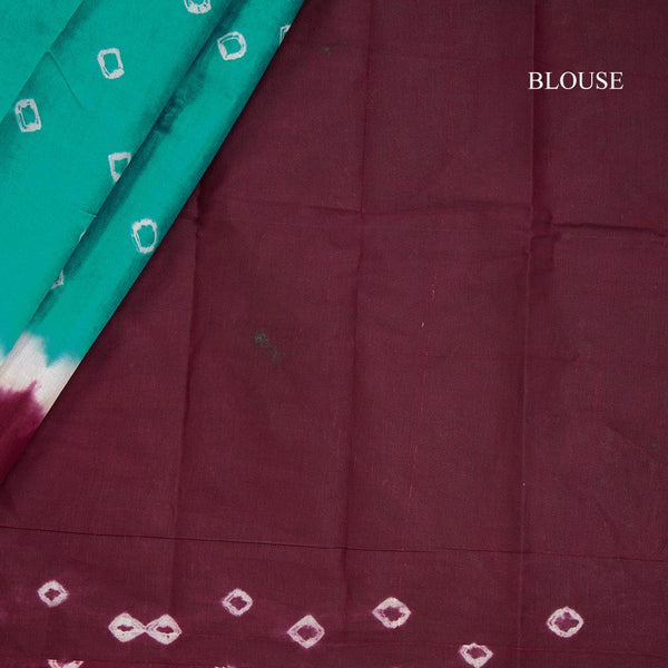 Sungudi Cotton Peacock Green Printed Saree