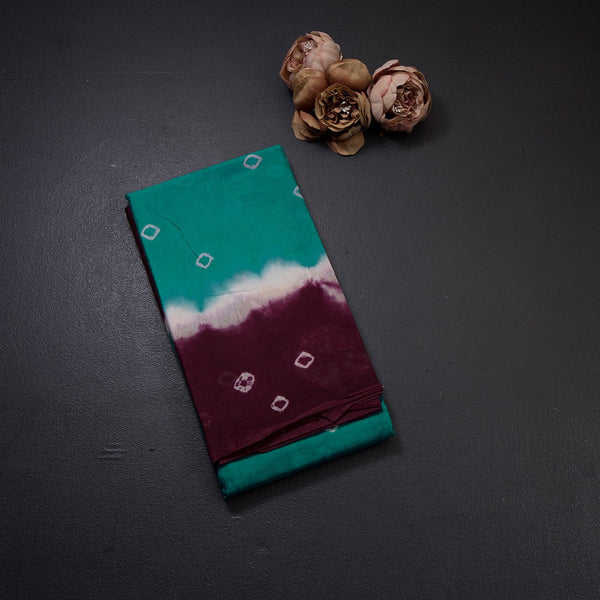 Sungudi Cotton Peacock Green Printed Saree